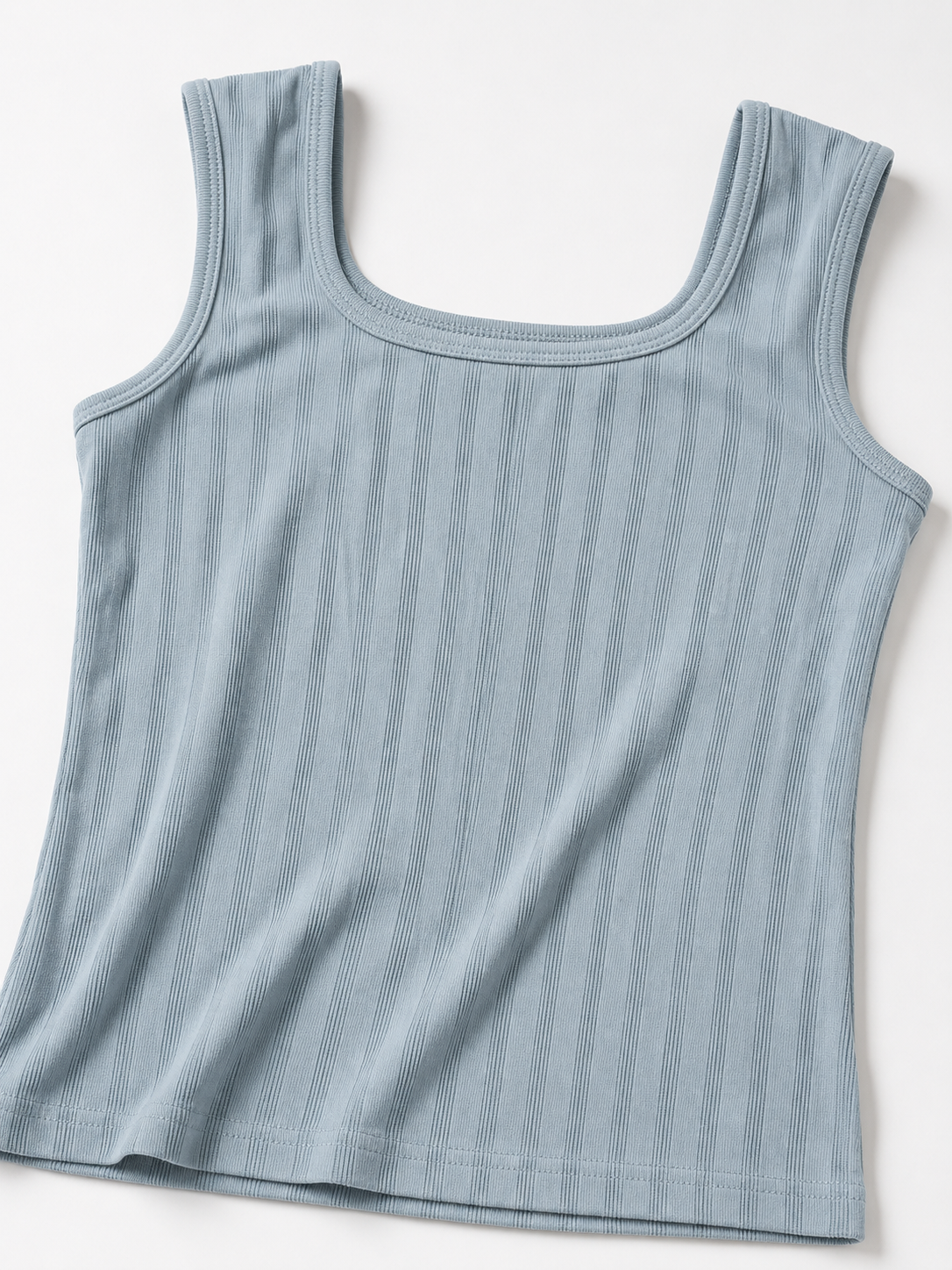 Ribbed Tank Top Sage Wide-Rib Square-Neck Tank | Miss Kapachi
