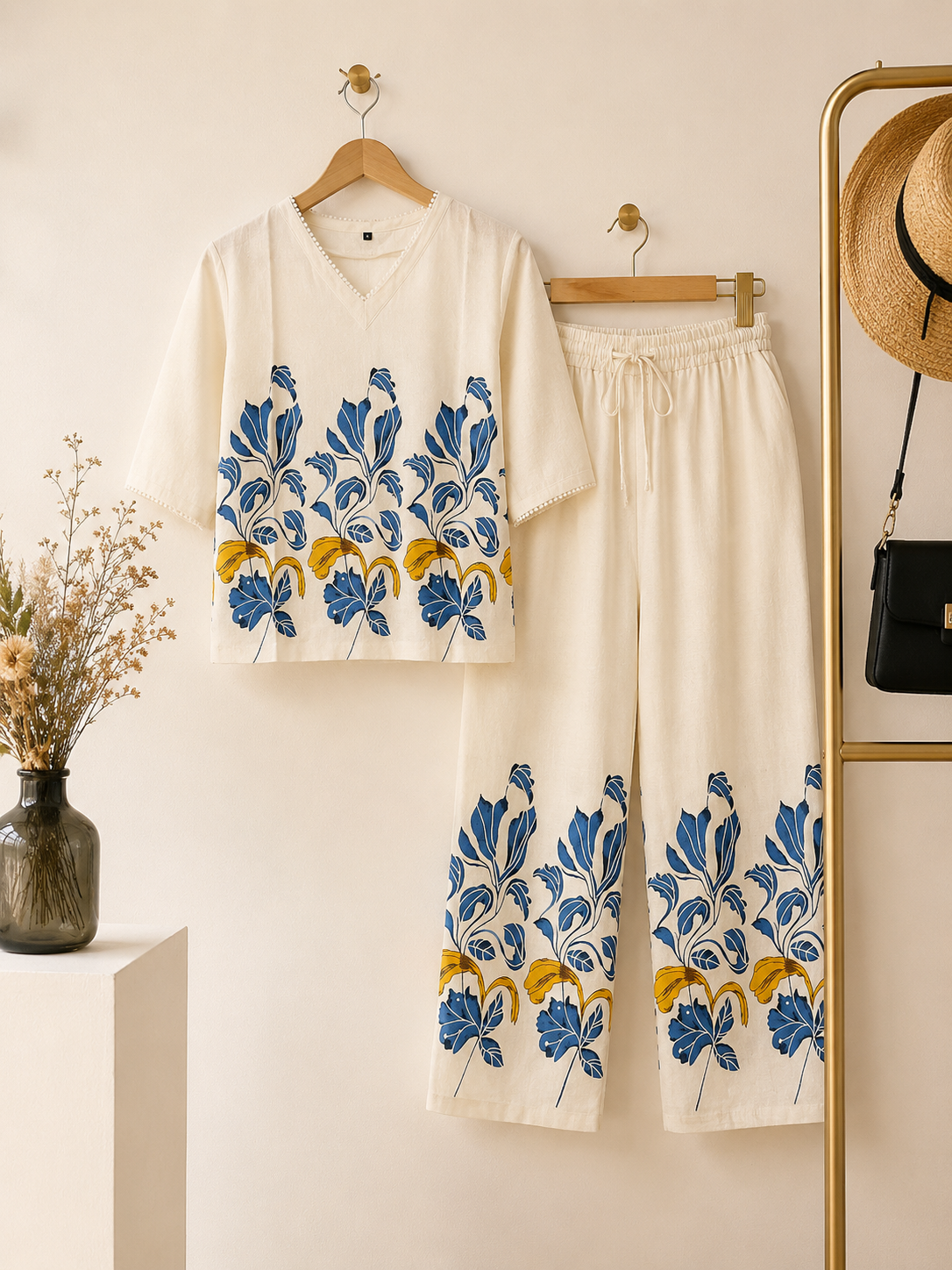 Off-White Ethnic Ivory Kalamkari Blossom Co-ord Set | Miss Kapachi
