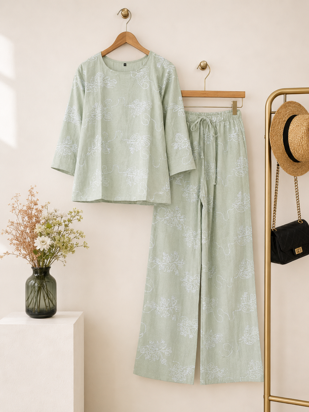Textured Co-ord Set Mint Leaf Whisper Co-ord Set | Miss Kapachi