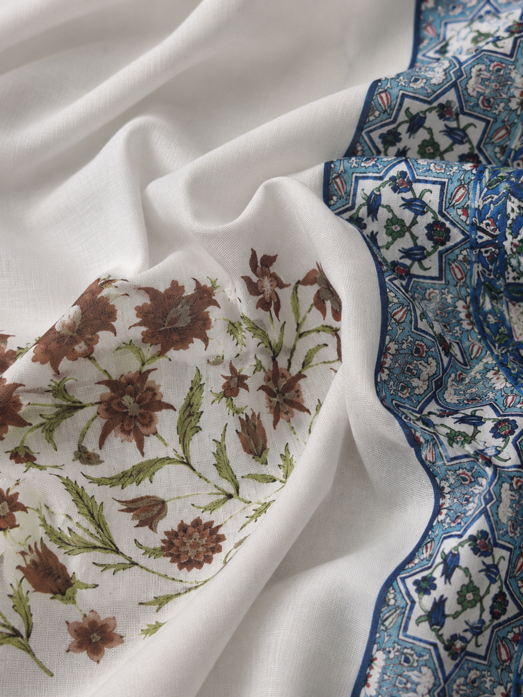 White Sunflower & Blue Geometric Border Print Ethnic Co-Ord Set | Miss Kapachi