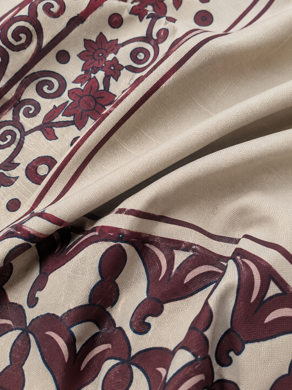 Beige & Maroon Mughal Floral Print Ethnic Fusion Co-Ord Set | Miss Kapachi