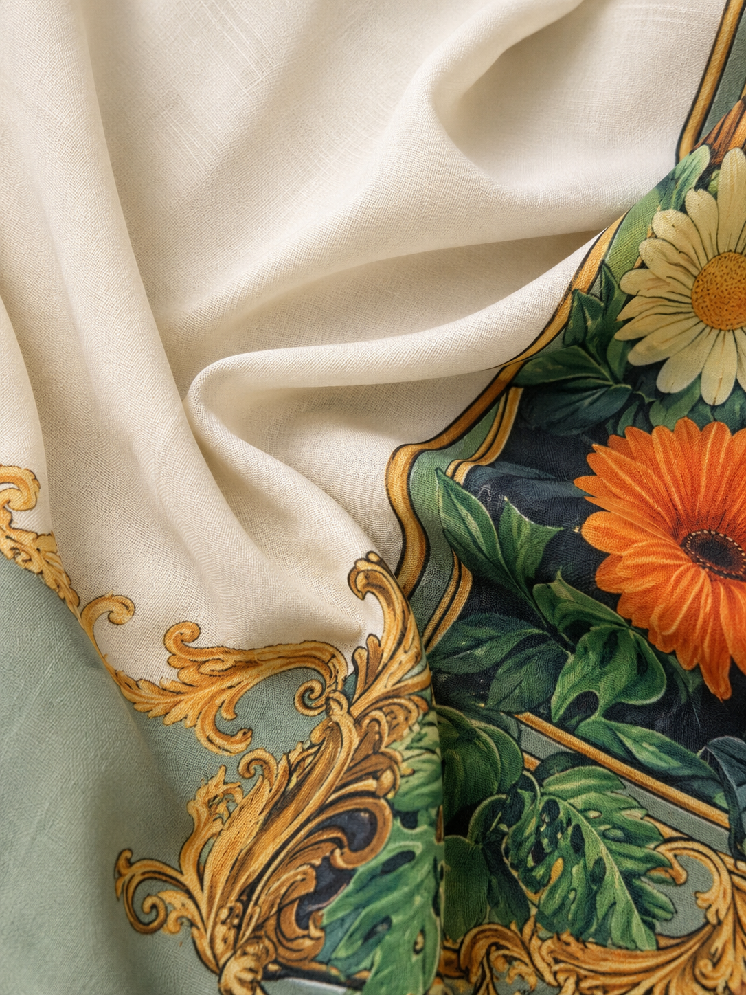 Ivory Baroque Garden Floral Digital Print Ethnic Co-Ord Set | Miss Kapachi