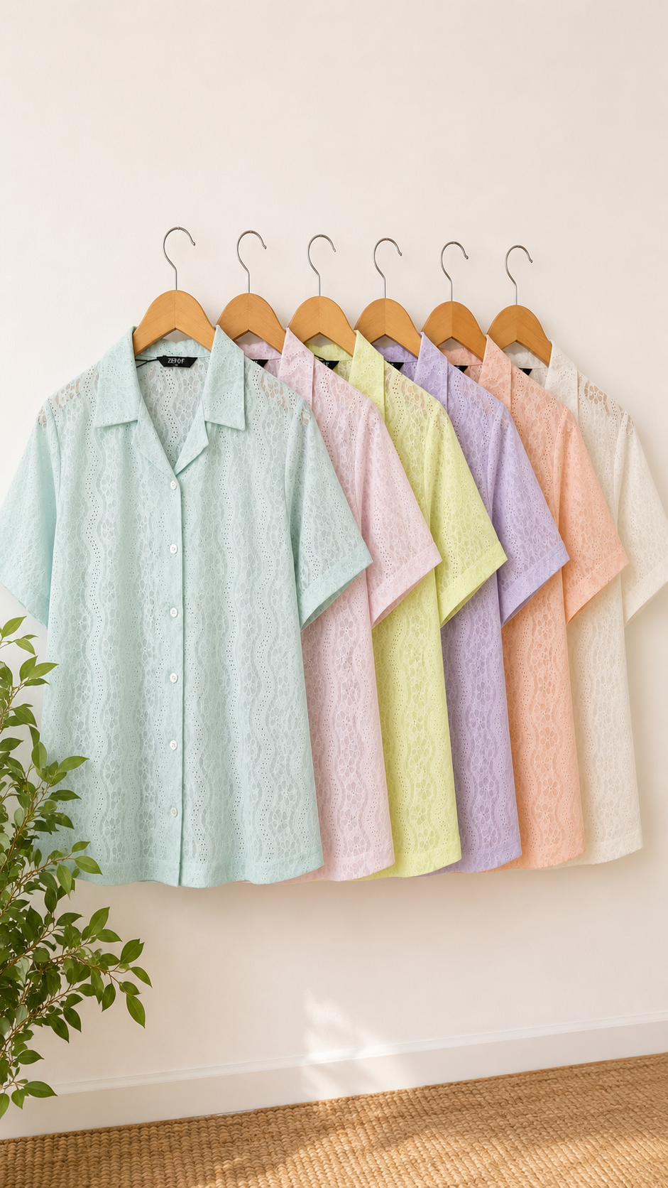 Women's Floral Lace Button-Down Short Sleeve Shirt | Zero+1 | Plus Size (3XL–4XL)