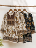 Cream & Maroon Hasta Mudra Hand Motif Ethnic Print Full Sleeve Kurti | Miss Kapachi