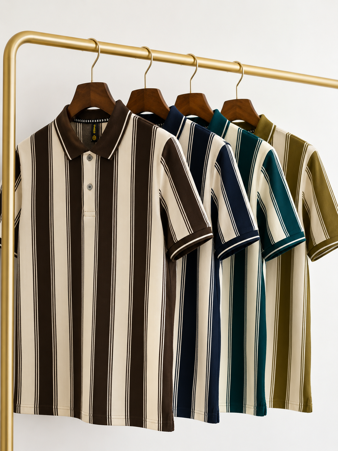 Men's Vertical Stripe Polo T-Shirt | Imported Knit Fabric | Lemon 8