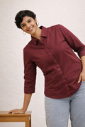 Cotton Solid Collar Shirt for Women | 3/4 Sleeves | Sizes L XL XXL | Miss Kapachi