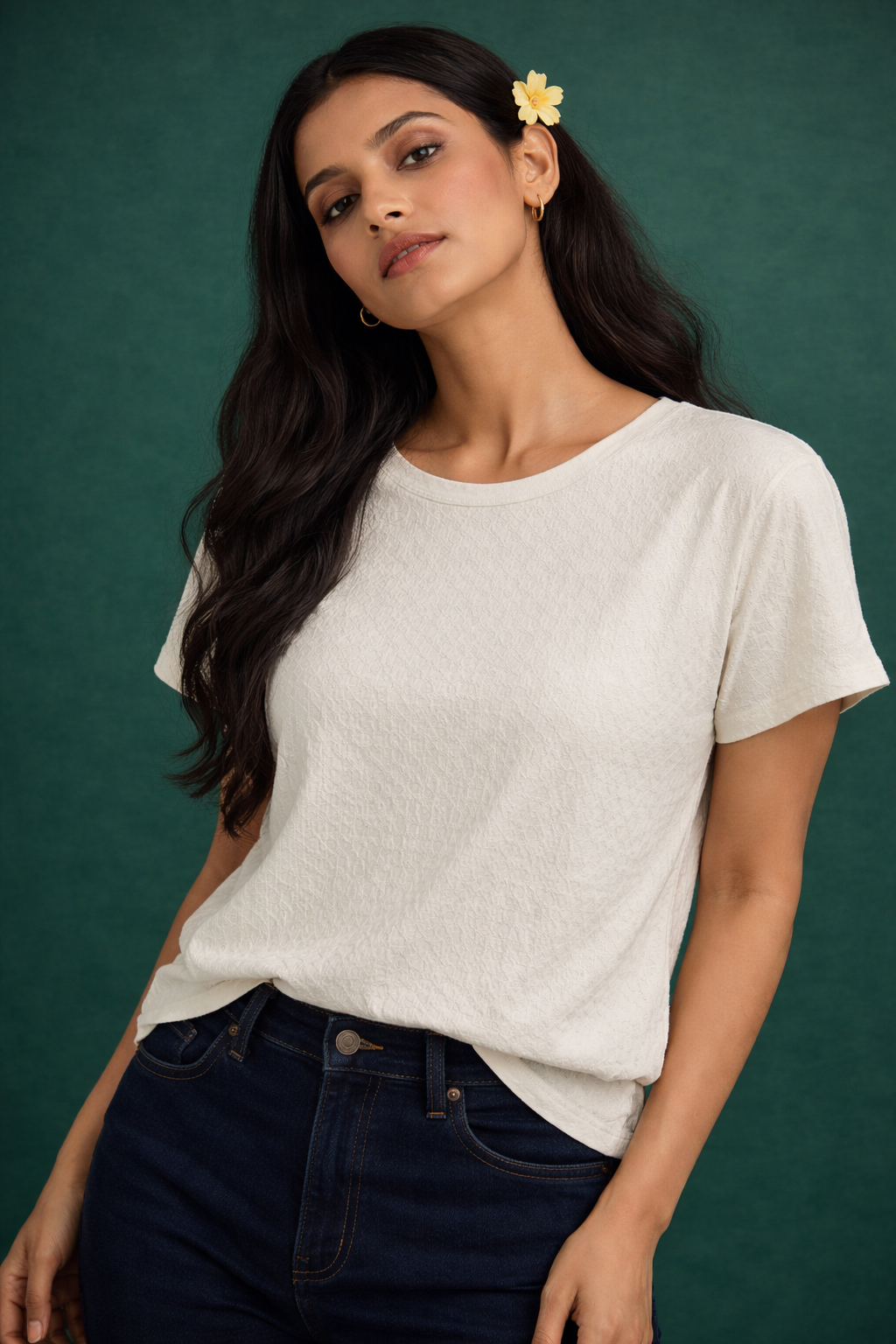 Brazil Knit Spandex T-Shirt | Four Way Stretch Women's Everyday Top | Miss Kapachi