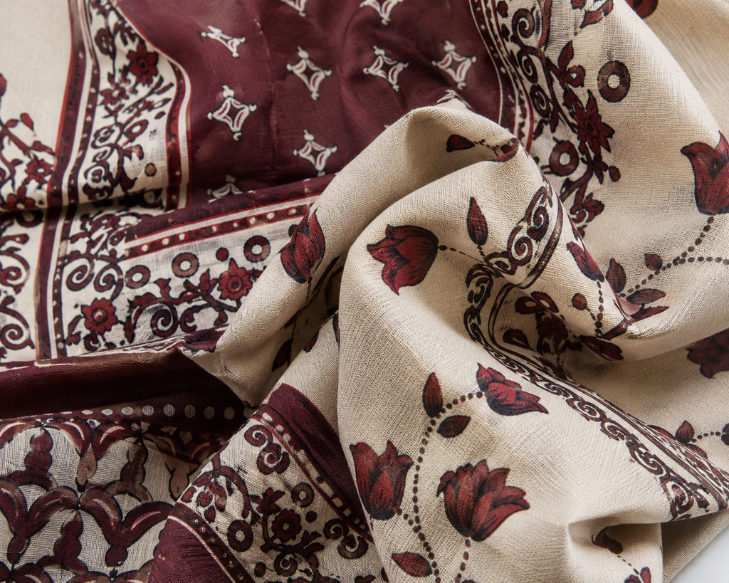 Women's Ethnic Block Print Top | Imported Mapal Fabric | Maroon & Cream | Miss Kapachi