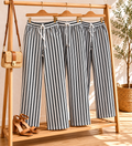 Striped Luxury Knit Wide Leg Trousers for Women | High Waist | Sizes L XL 2XL | Miss Kapachi