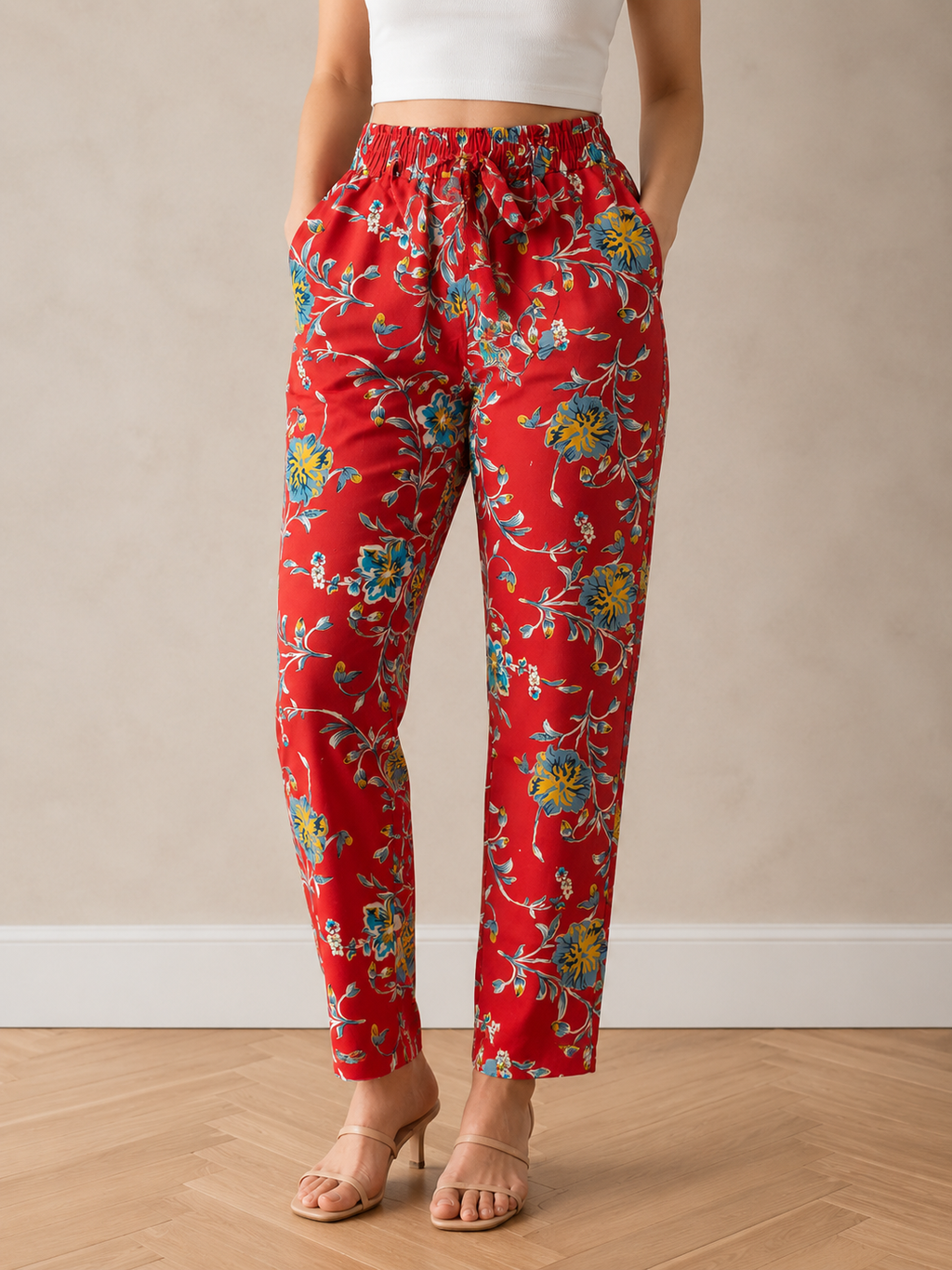 Heavy Rayon Floral Print Knot Pant for Women | 4 Colours | D.N. 628-MS  | Miss Kapachi