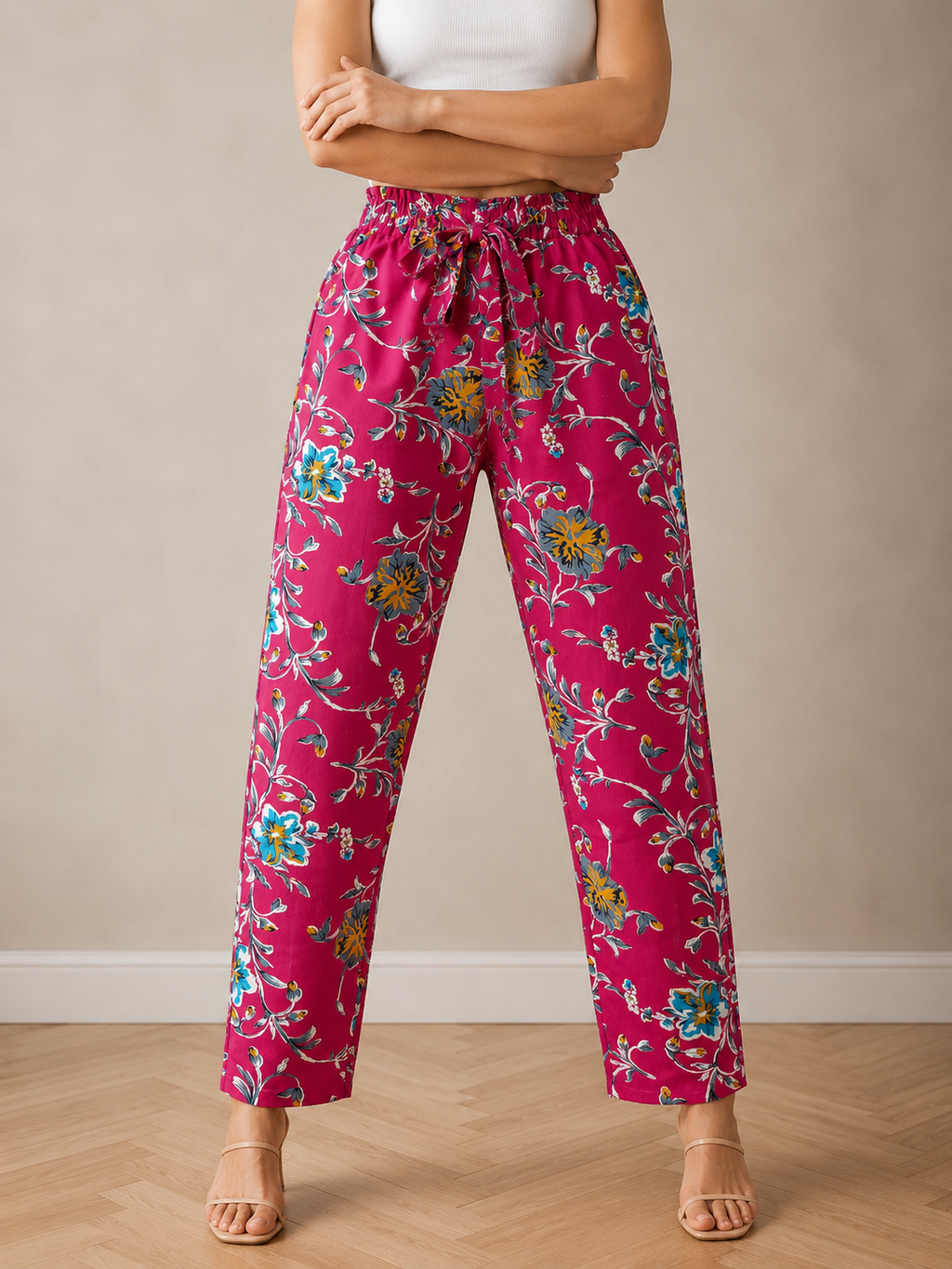 Heavy Rayon Floral Print Knot Pant for Women | 4 Colours | D.N. 628-MS  | Miss Kapachi