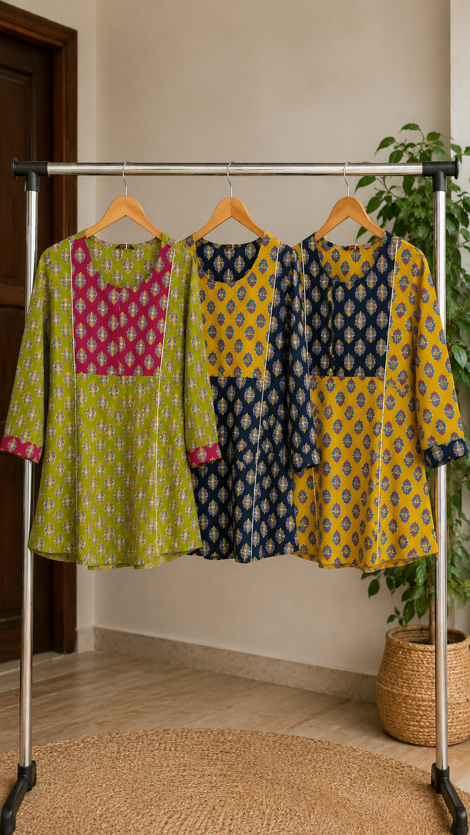 Ethnic Block Print Peplum Top | Round Neck, 3/4 Sleeves | Miss Kapachi ...