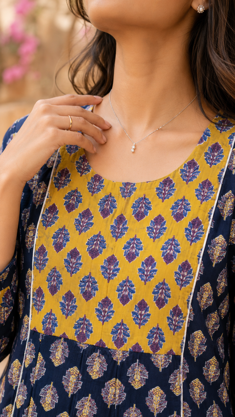 Ethnic Block Print Peplum Top | Round Neck, 3/4 Sleeves | Miss Kapachi