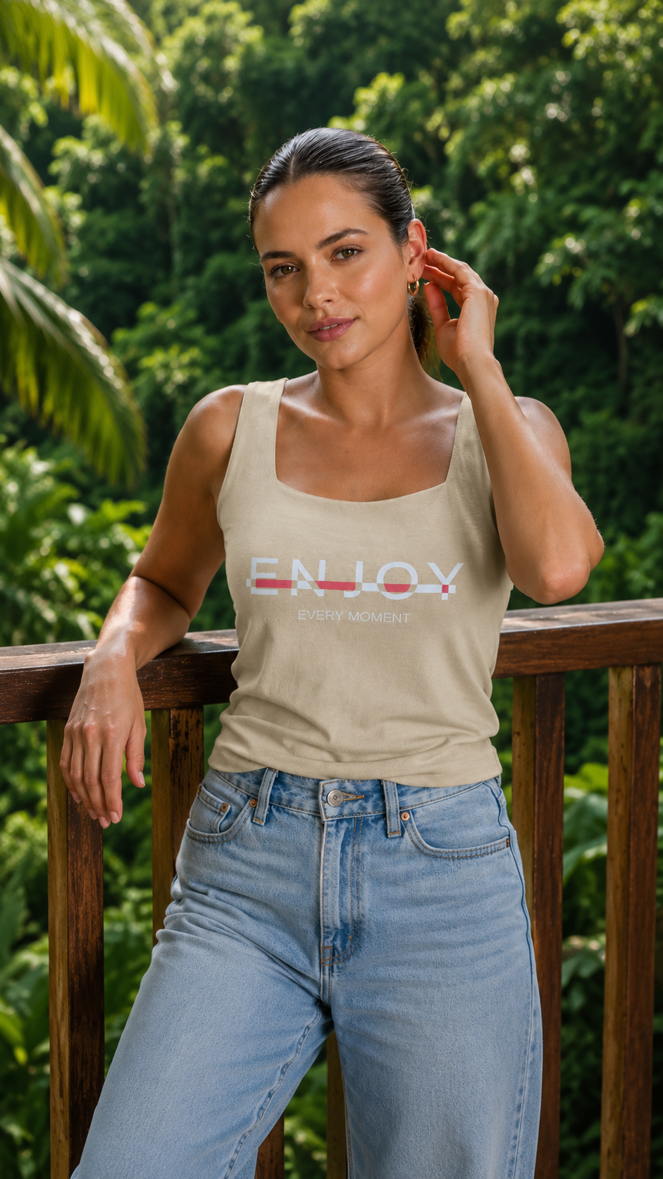 Women's "Enjoy Every Moment" Printed Tank Top – Berlin Knit | Free Size | Miss Kapachi
