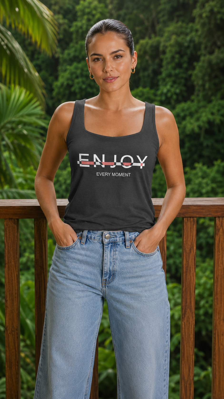 Women's "Enjoy Every Moment" Printed Tank Top – Berlin Knit | Free Size | Miss Kapachi