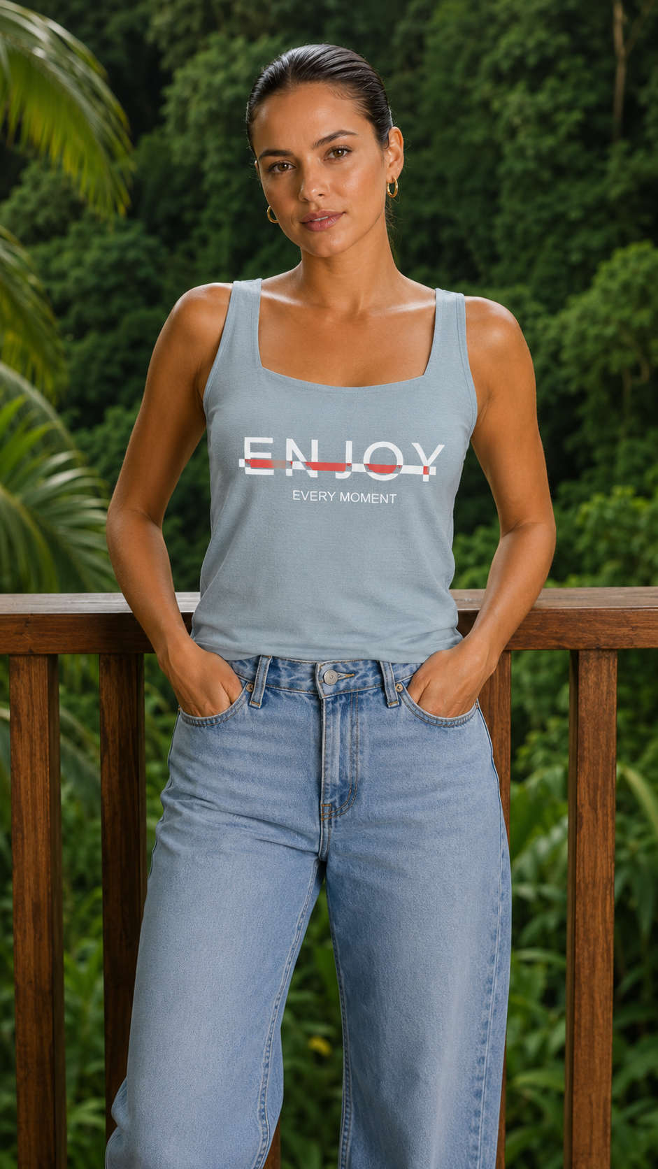 Women's "Enjoy Every Moment" Printed Tank Top – Berlin Knit | Free Size | Miss Kapachi