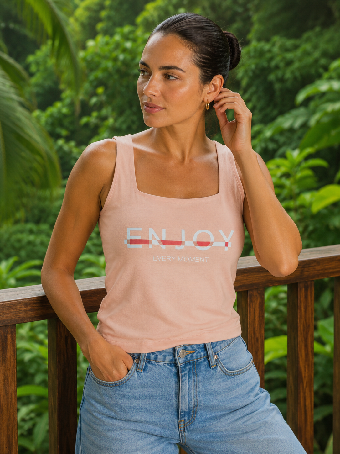 Women's "Enjoy Every Moment" Printed Tank Top – Berlin Knit | Free Size | Miss Kapachi