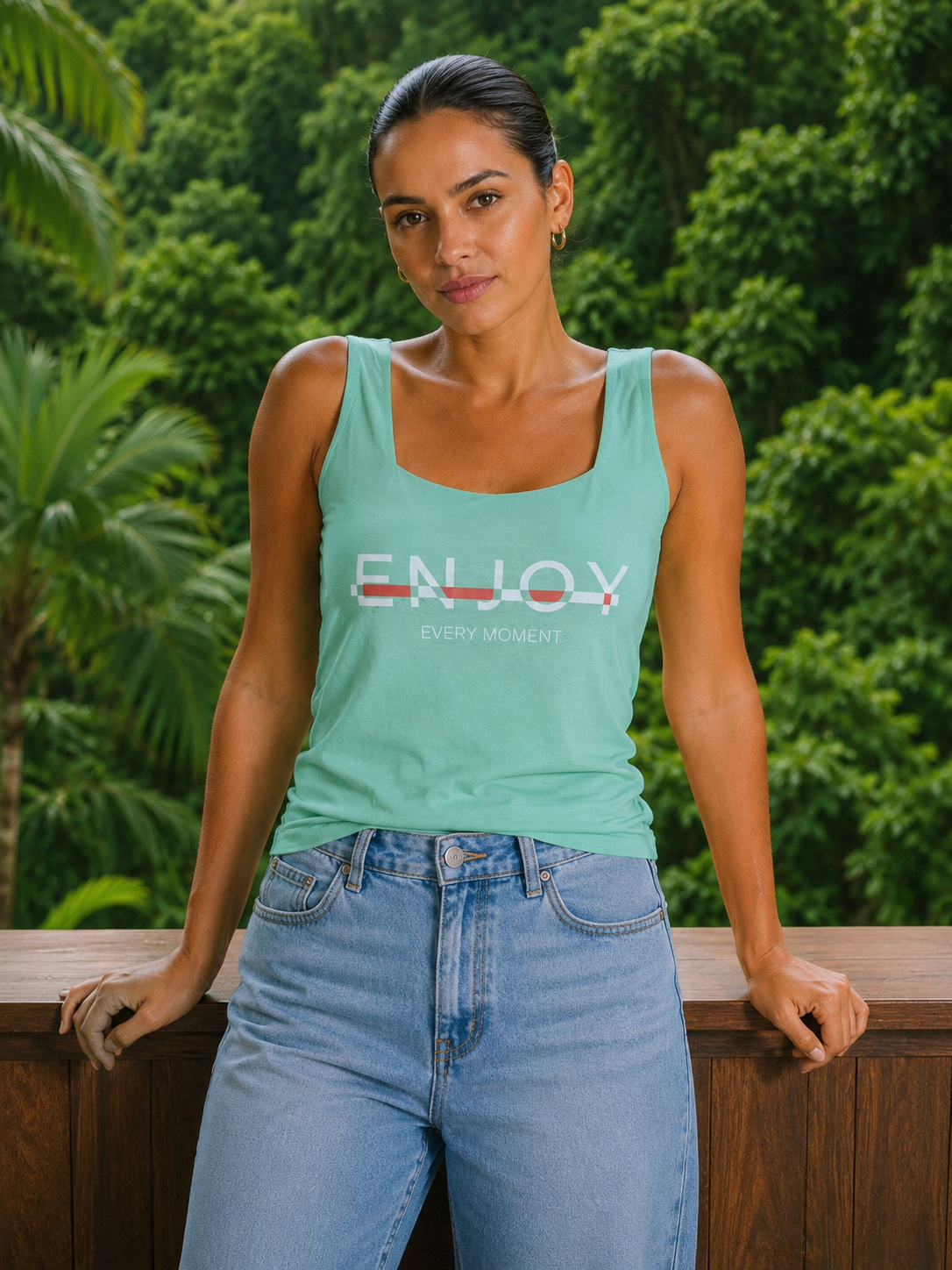Women's "Enjoy Every Moment" Printed Tank Top – Berlin Knit | Free Size | Miss Kapachi