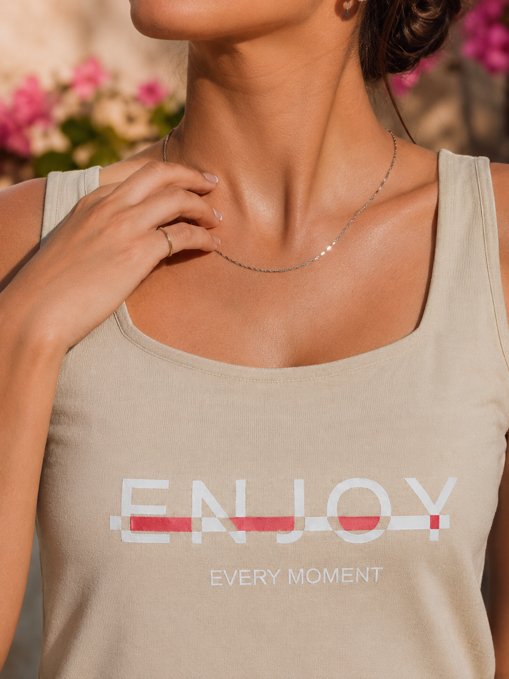 Women's "Enjoy Every Moment" Printed Tank Top – Berlin Knit | Free Size | Miss Kapachi