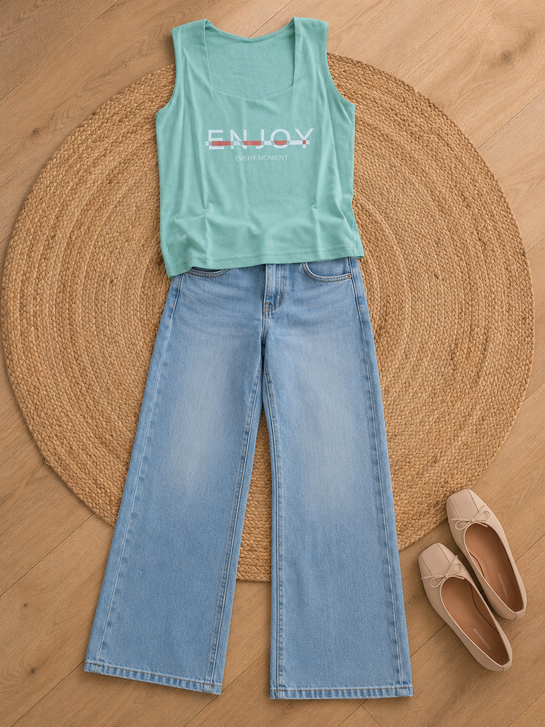 Women's "Enjoy Every Moment" Printed Tank Top – Berlin Knit | Free Size | Miss Kapachi