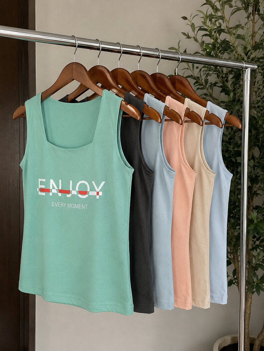 Women's "Enjoy Every Moment" Printed Tank Top – Berlin Knit | Free Size | Miss Kapachi