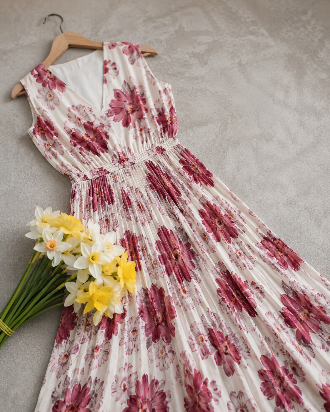 Imported Cristal Satin Floral Pleated Maxi Dress for Women | Sizes L XL 2XL | Miss Kapachi