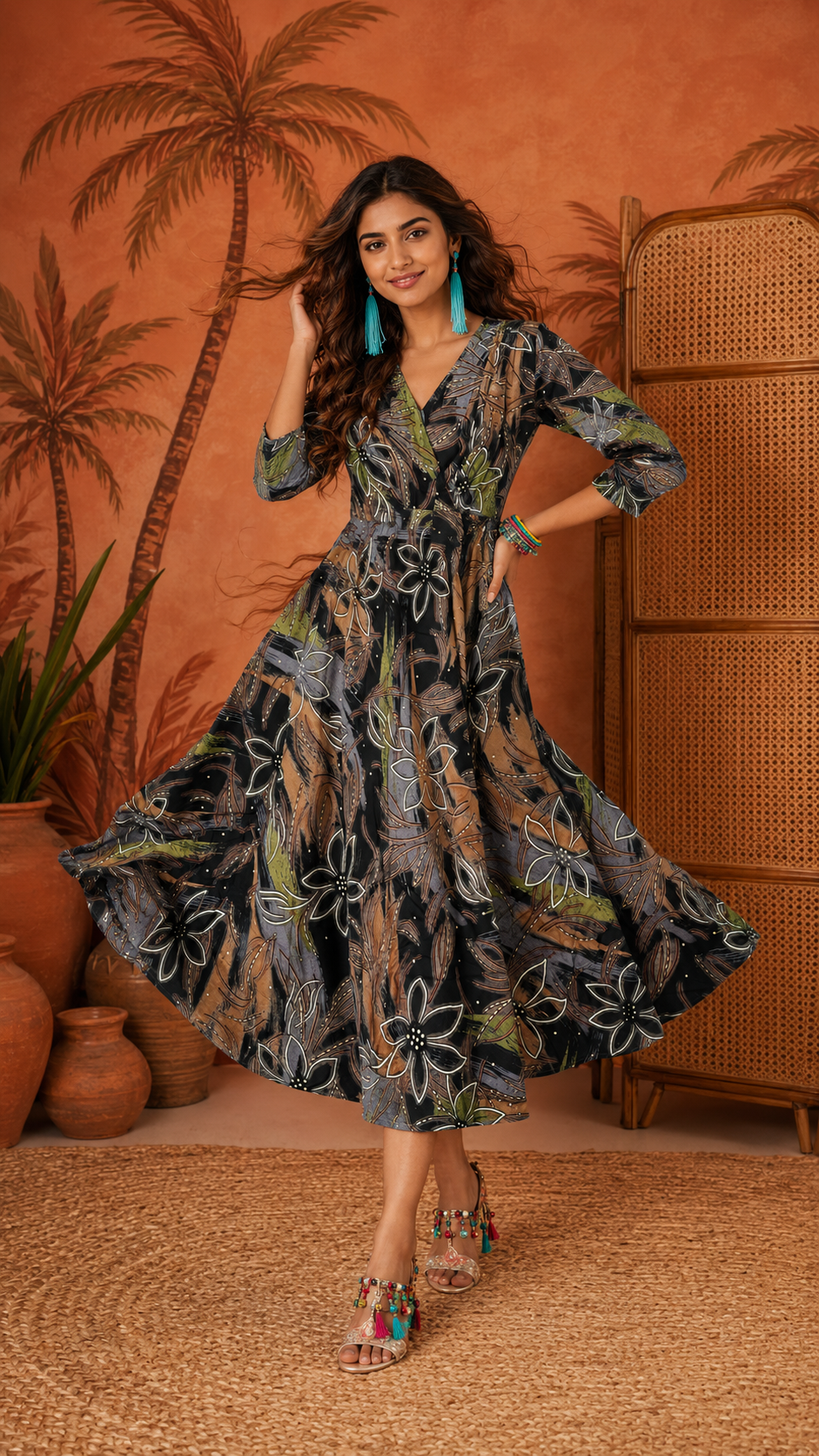 Heavy Rayon Foil Print Anarkali Maxi Dress for Women | Mix Size | Miss Kapachi