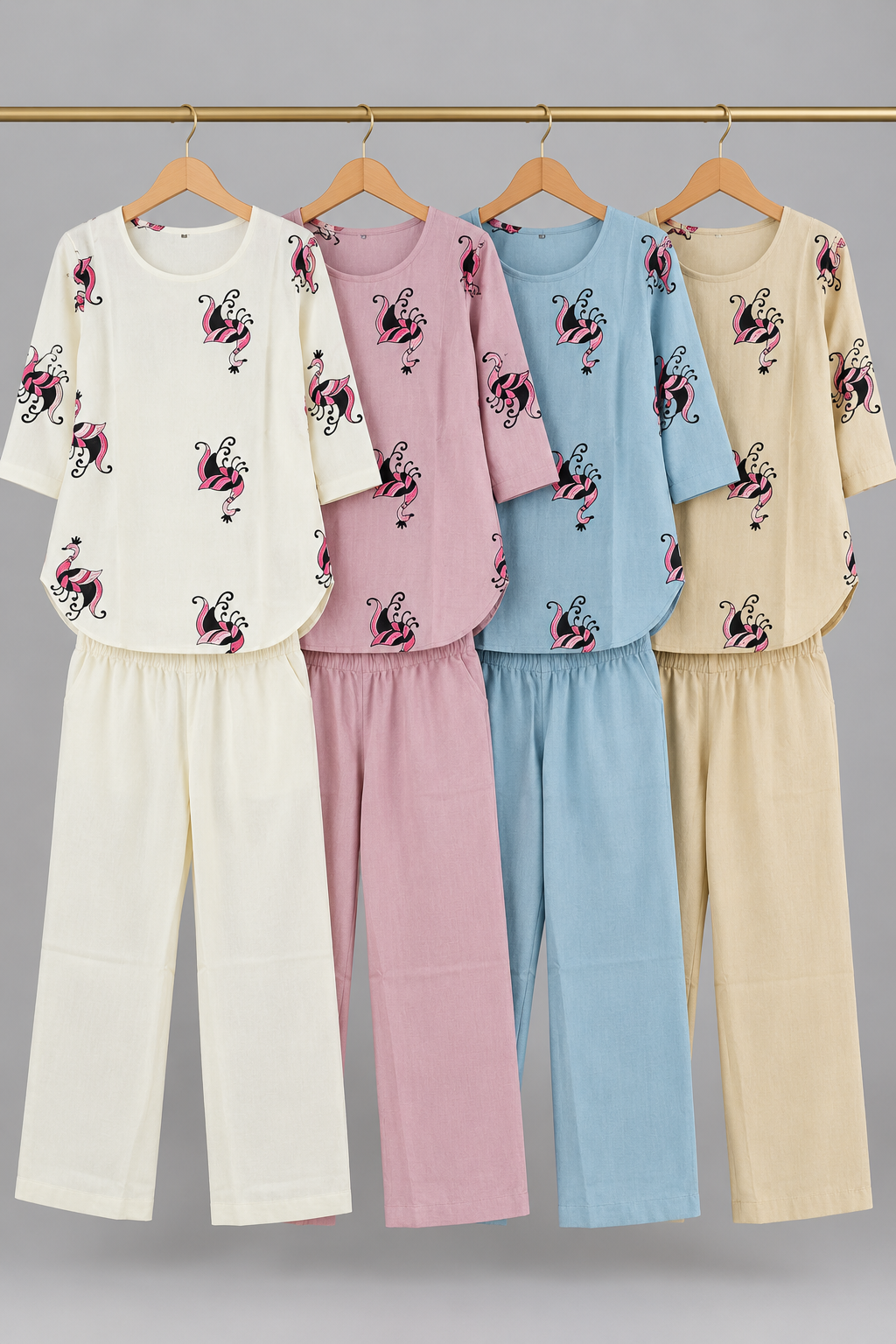 Women's Peacock Print Tunic & Wide-Leg Pants Co-Ord Set | Miss Kapachi