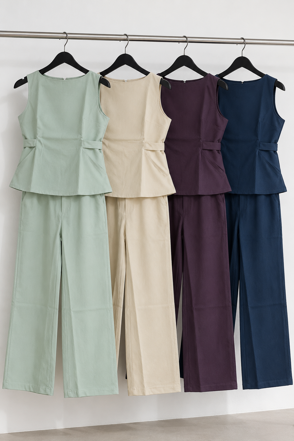 Sleeveless Peplum Top & Wide-Leg Trouser Co-ord Set | Miss Kapachi