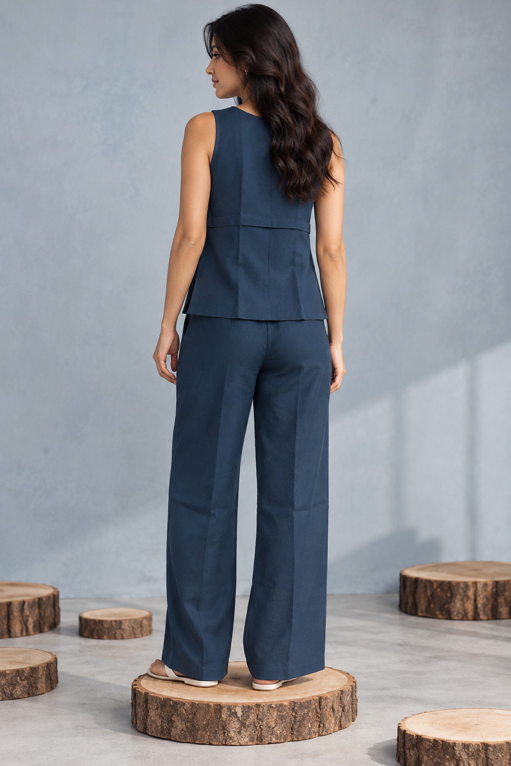 Sleeveless Peplum Top & Wide-Leg Trouser Co-ord Set | Miss Kapachi