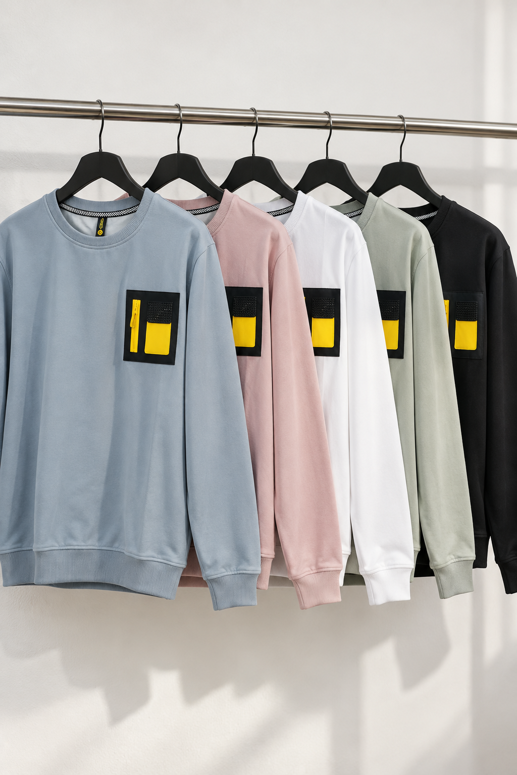 Crew Neck Sweatshirt with Contrast Chest Patch | Lemon8 Men's