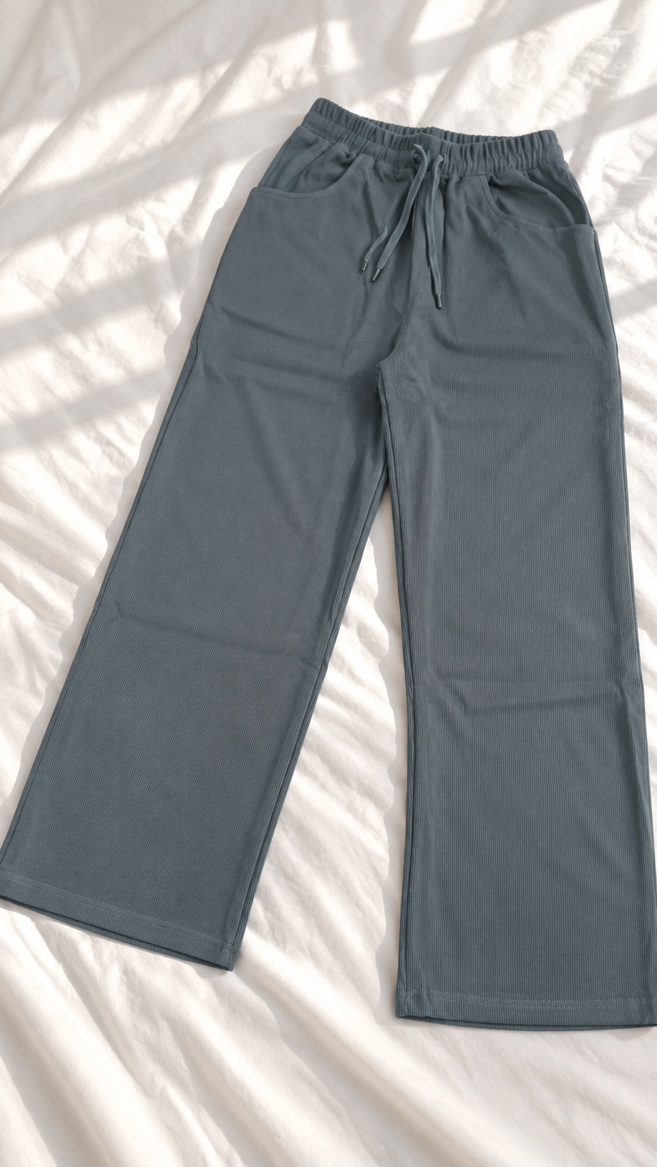 Textured Wide-Leg Pants with Drawstring Waist | Miss Kapachi