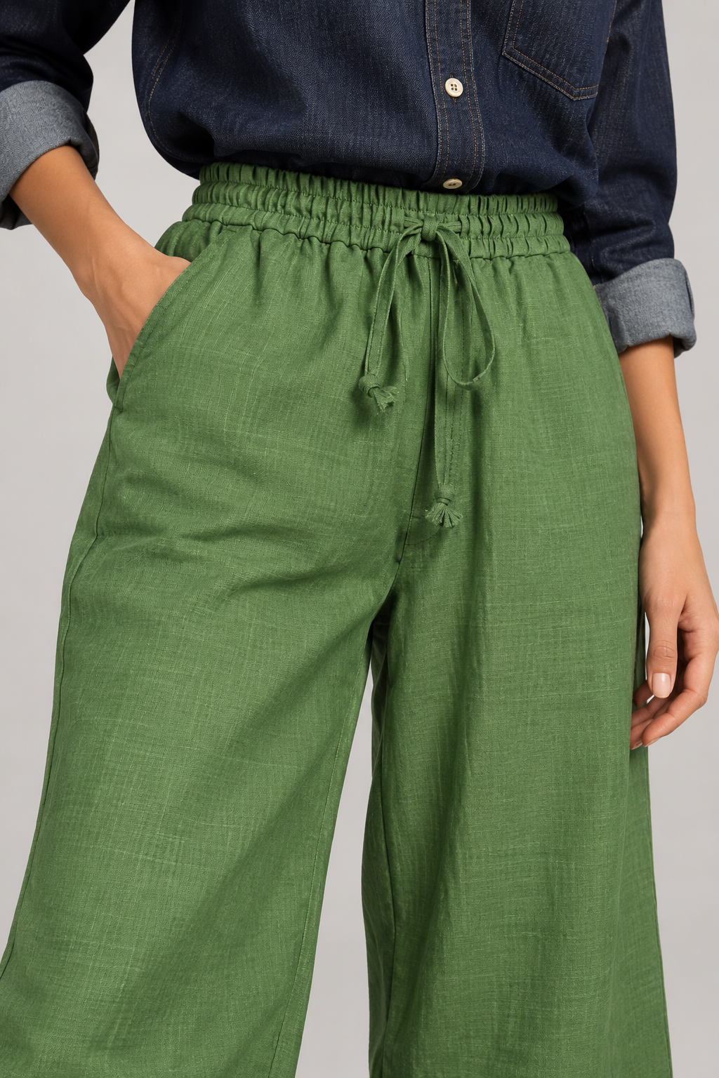 Wide-Leg Palazzo Pants with Elastic Drawstring Waist | Miss Kapachi