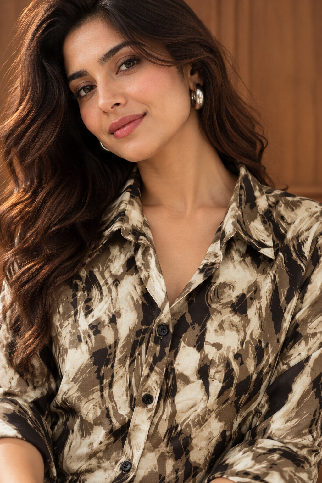 Abstract Print Collared Button-Down Shirt | Miss Kapachi