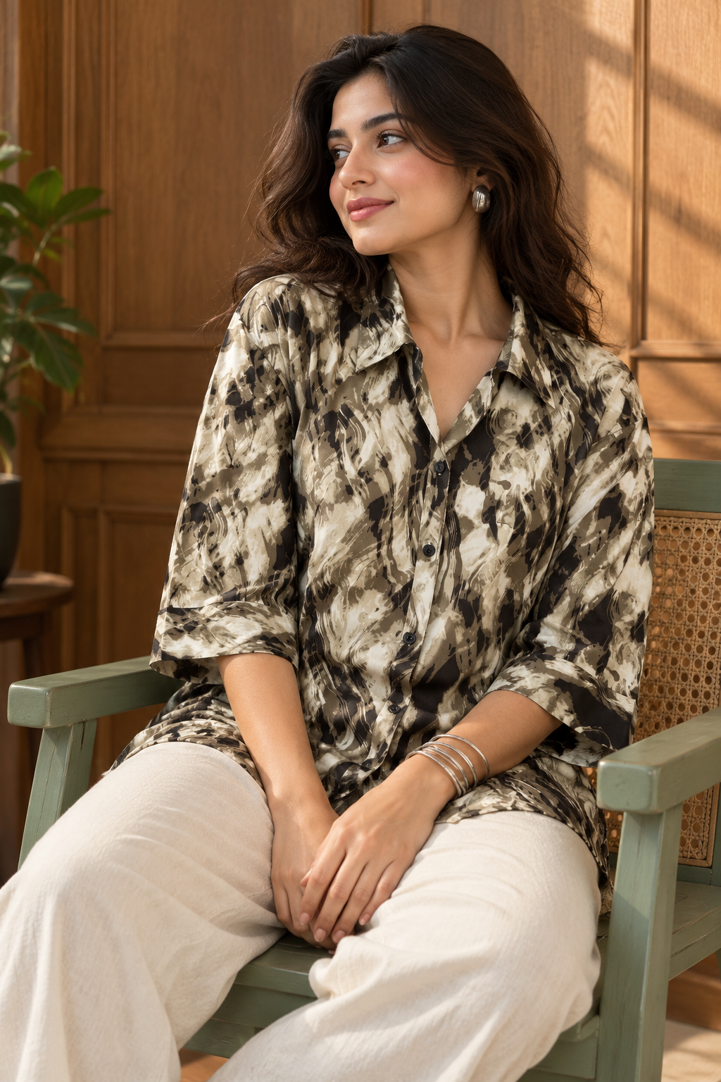 Abstract Print Collared Button-Down Shirt | Miss Kapachi