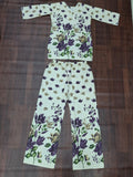 Cream Floral Print Co-ord Set Ivory Violet Bloom Co-ord Set | Miss Kapachi