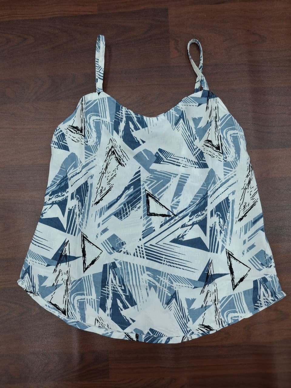 Geometric Print Strappy Top Ice Blue Abstract Geo Cami Top | Miss Kapachi