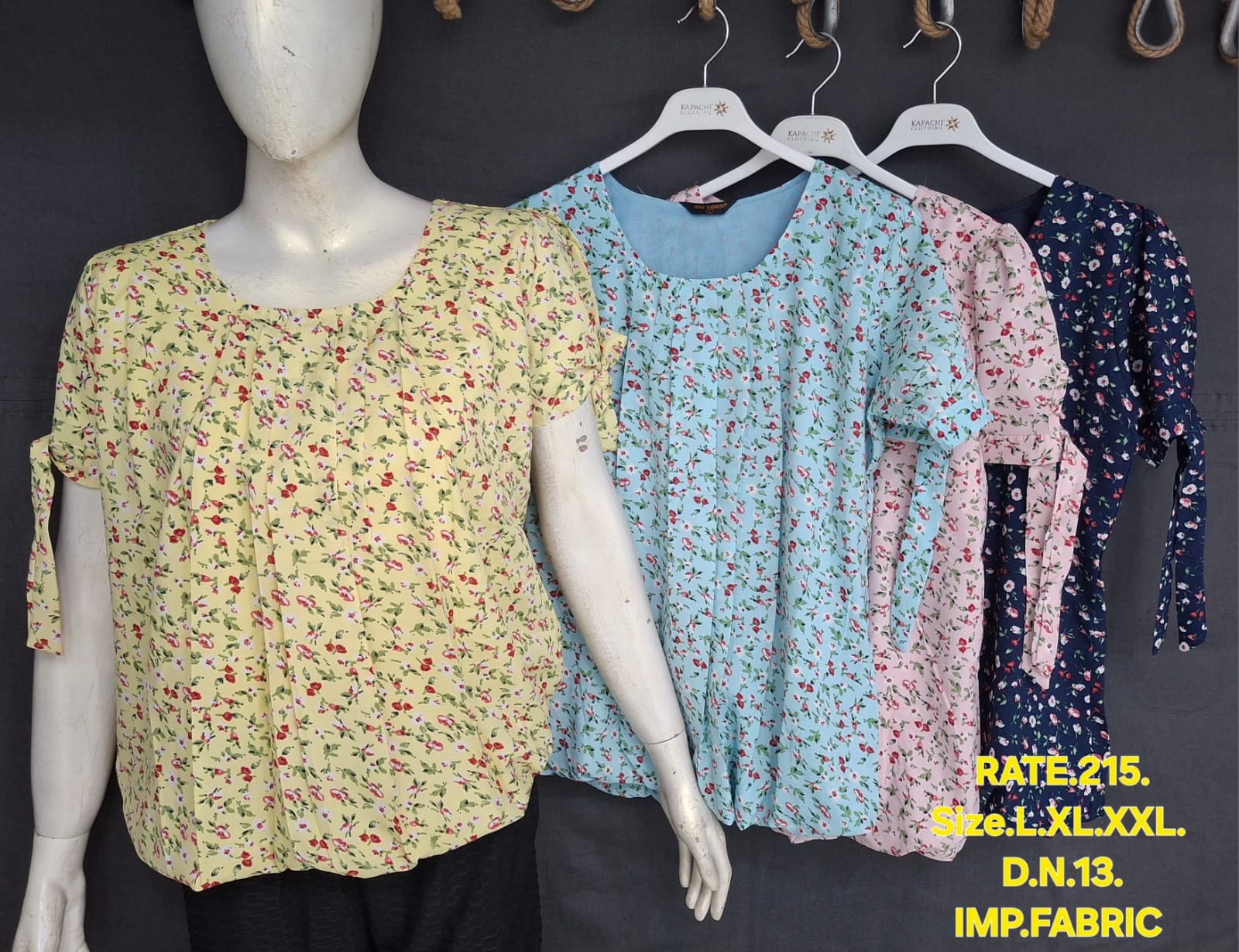 Ditsy Floral Print Top | Round Necktie-Sleeve Gathered Casual Kurti Style Blouse | Miss Kapachi