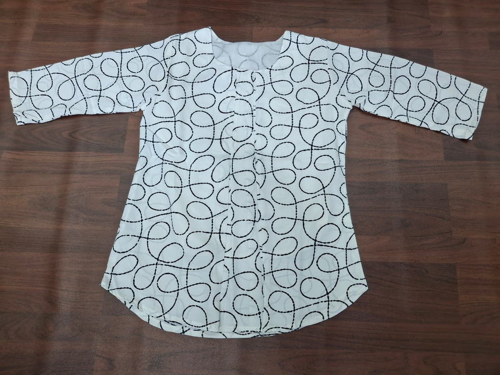 Loop Swirl Print Tunic Top | 3/4 Sleeve Round Neck Women's Top | Casual Everyday Ethnic Fusion Wear | Miss Kapachi