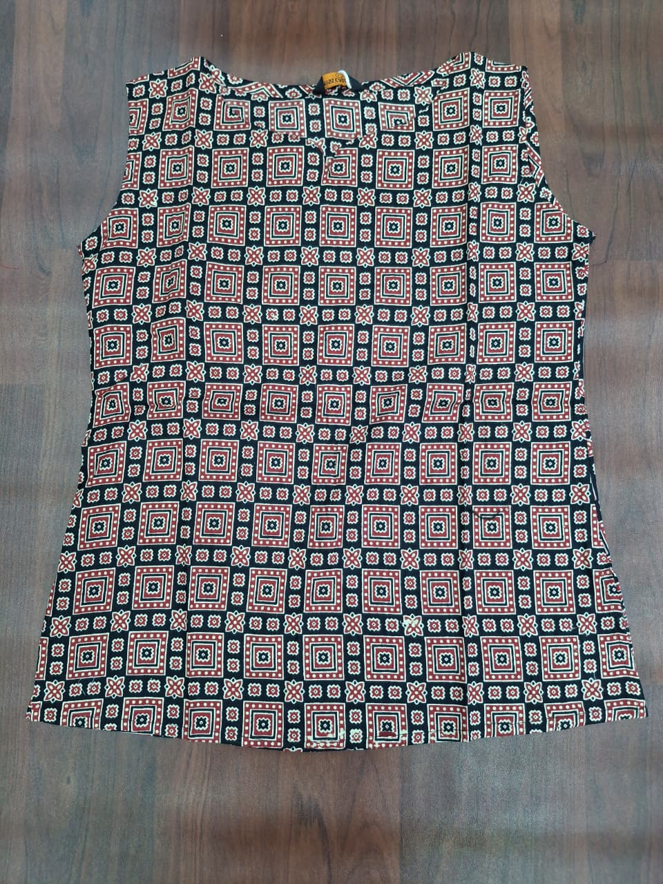Ajrakh Geometric Block Print Sleeveless Top | Round Neck Women's Top | Miss Kapachi