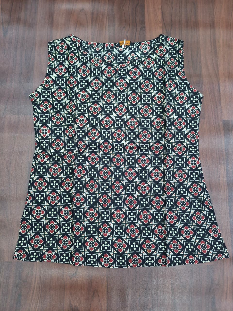 Ajrakh Geometric Block Print Sleeveless Top | Round Neck Women's Top | Miss Kapachi