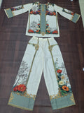 Ivory Baroque Garden Floral Digital Print Ethnic Co-Ord Set | Miss Kapachi