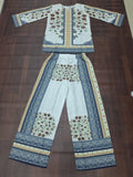 White Sunflower & Blue Geometric Border Print Ethnic Co-Ord Set | Miss Kapachi