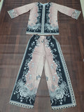 Blush Pink & Black Chrysanthemum Butterfly Print Ethnic Co-ord Set | Miss Kapachi