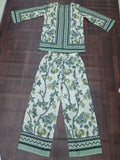 Cream & Mint Green Jaal Floral Block Print Ethnic Co-Ord Set | Miss Kapachi