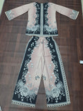 Blush Pink & Charcoal Chrysanthemum Butterfly Print Ethnic Co-Ord Set | Miss Kapachi