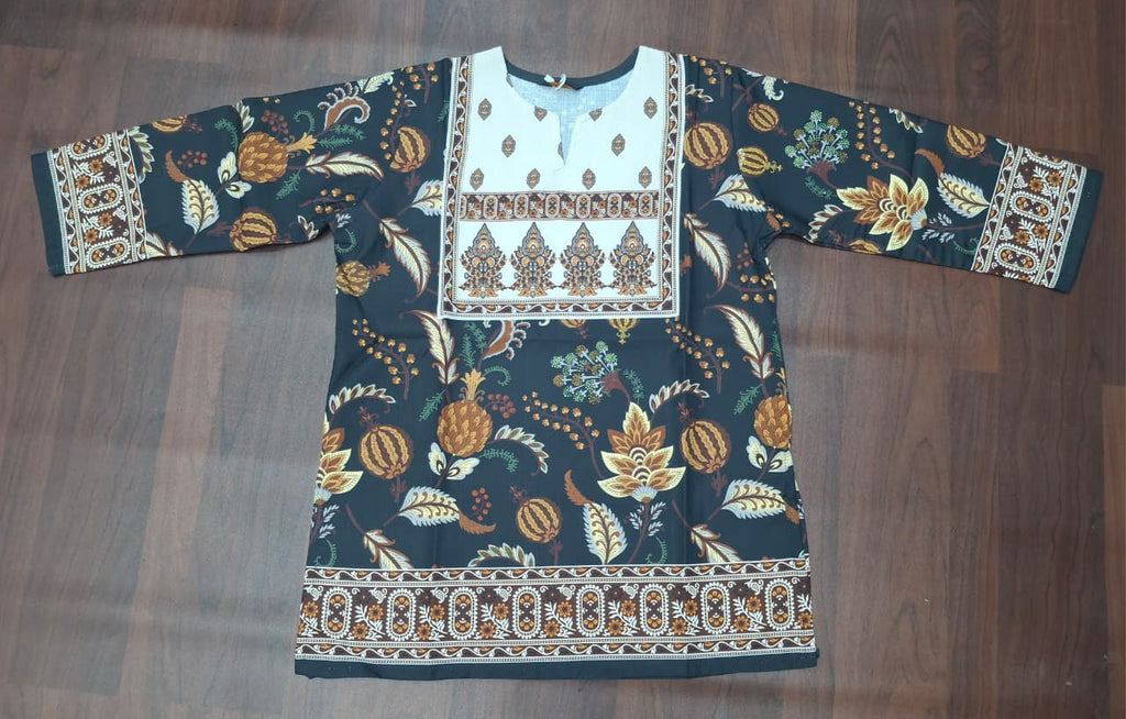 Cream & Maroon Hasta Mudra Hand Motif Ethnic Print Full Sleeve Kurti | Miss Kapachi