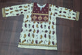 White & Mustard Botanical Leaf Ethnic Print 3/4 Sleeve Kurti | Miss Kapachi