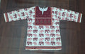 White & Maroon Elephant Parade Ethnic Print Full Sleeve Kurti | Miss Kapachi