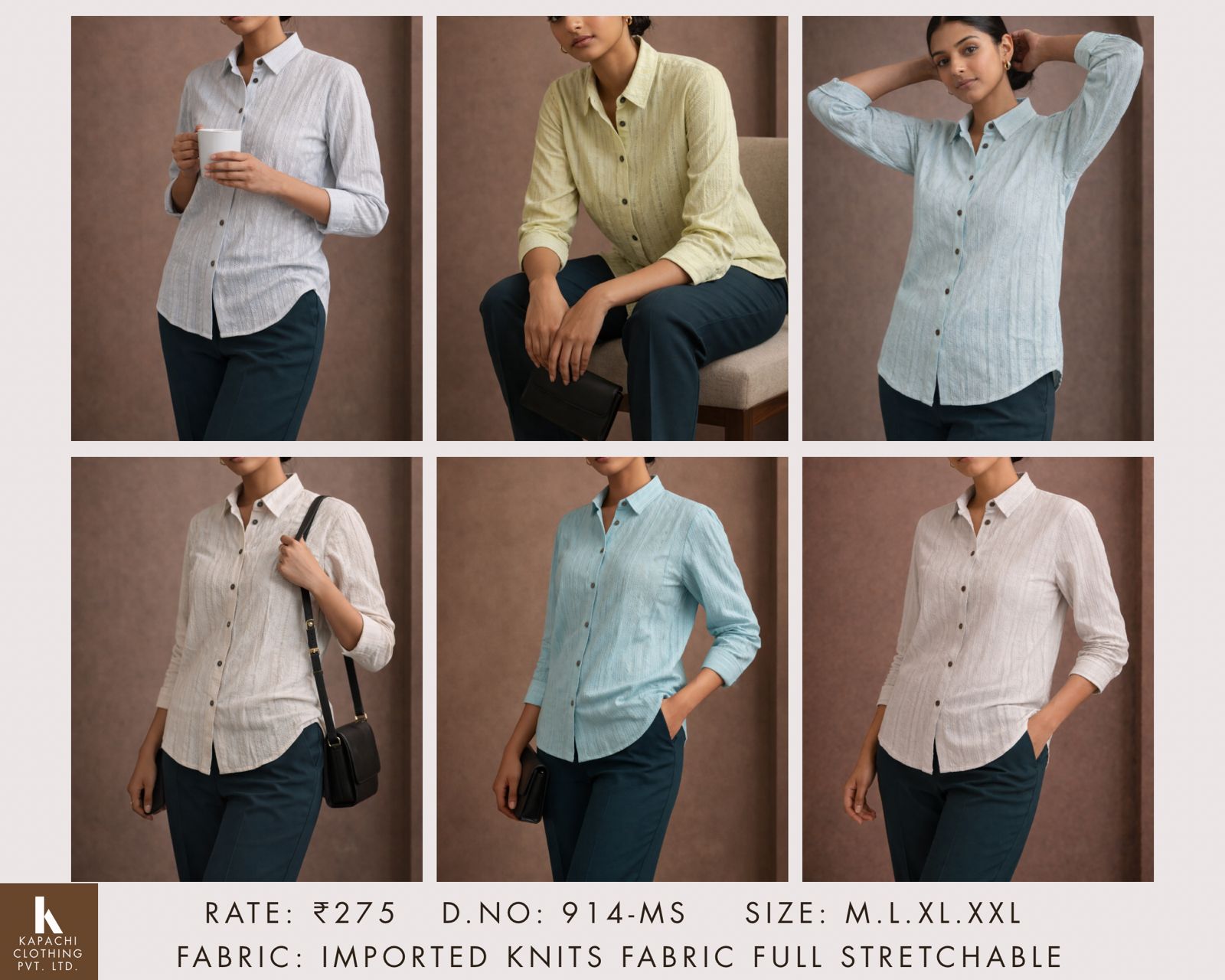 Textured Knit Shirt | Stretchable Full-Sleeve Women's Formal Shirt | Zero+1